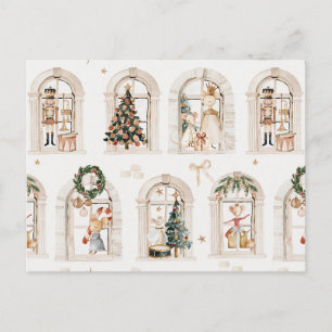 Cartão Postal Preparações tradicionais de Natal da família de ra
