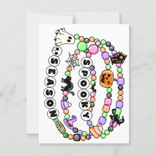 Cartão Postal Preppy Spooky Season Halloween Friendship Bracelet