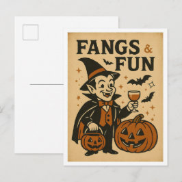 Cartão Postal Presas de Halloween Vintage e Diversão