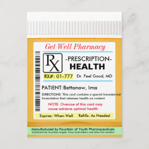 Cartão Postal Prescrição de RX engraçada para Saúde