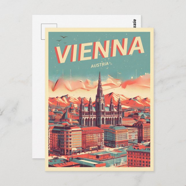 Cartão Postal Prescrições da cidade áustria de Viena retrô ilust (Frente/Verso)