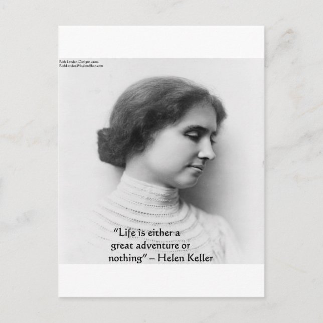 Cartão Postal Presente com Citação de Sabedoria de Helen Keller  (Frente)