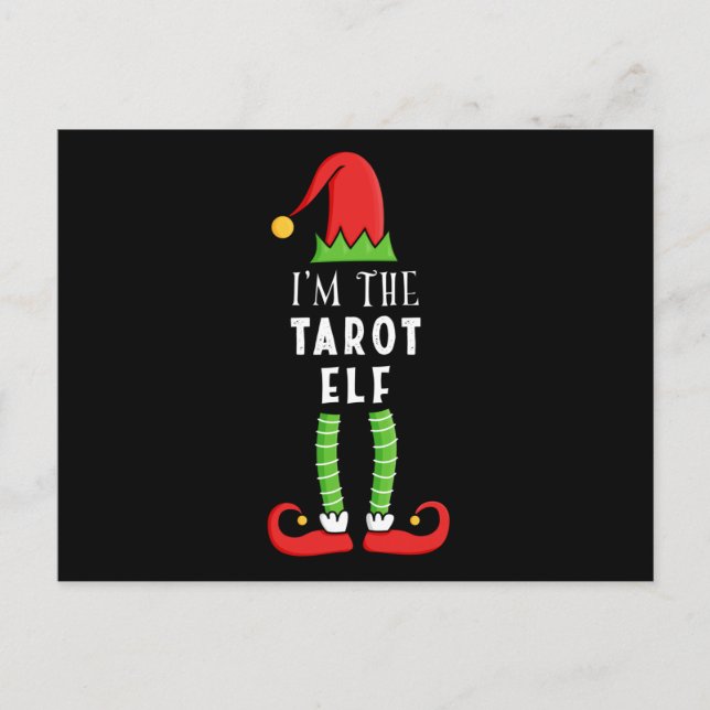 Cartão Postal Presente da Família de Felizes de Natal Tarot Elf (Frente)