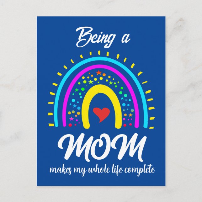 CARTÃO POSTAL PRESENTE DA MÃE DO DIA DAS MÃES ARCO-ÍRIS MODERNO (Frente)