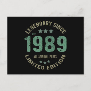 Cartão Postal Presente de 36 Anos Aniversário 1989 Lenda Present