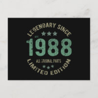 Presente de 37 Anos de Idade Aniversário 1988 Lend