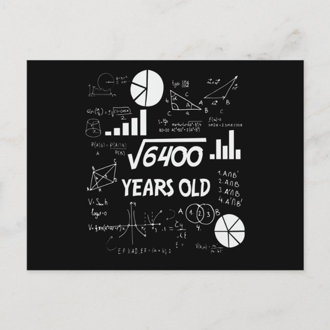 Cartão Postal Presente de 80 anos para professor de matemática n (Frente)