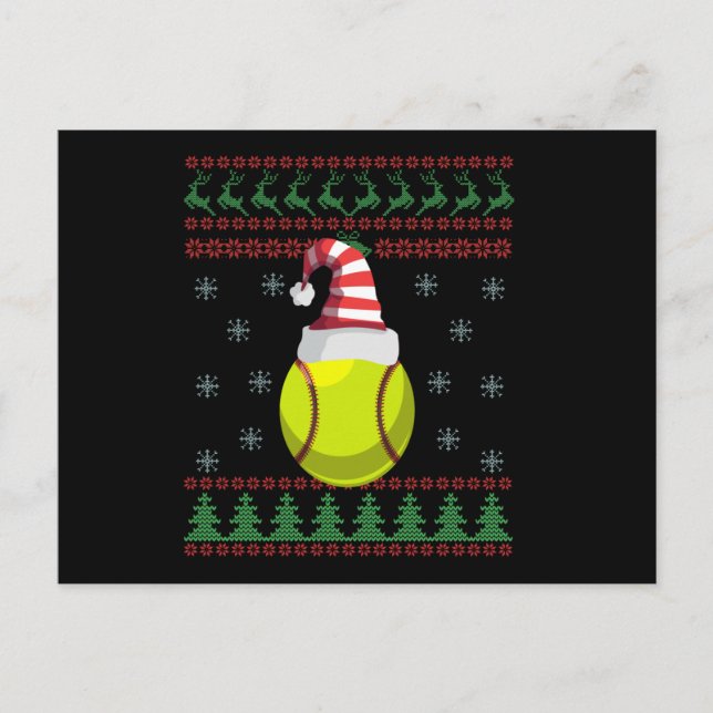 Cartão Postal Presente de amassos de softball doce de Natal feio (Frente)