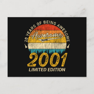 Cartão Postal Presente de Aniversário de 24 Anos 2001 Retro Incr
