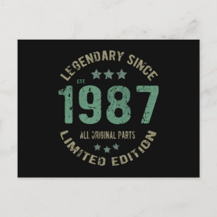 Cartão Postal Presente de Aniversário de 38 Anos Lenda de 1987 P