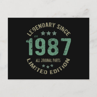 Cartão Postal Presente de Aniversário de 38 Anos Lenda de 1987 P