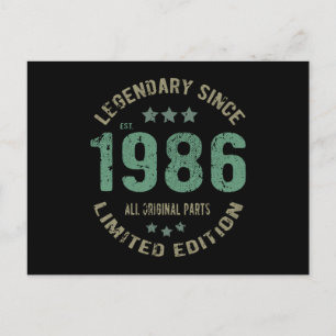 Cartão Postal Presente de Aniversário de 39 Anos Lenda de 1986 P