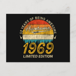 Cartão Postal Presente de Aniversário de 56 Anos 1969 Retro Incr