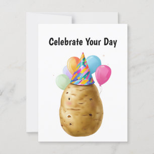 Cartão Postal Presente de aniversário de batata engraçado batata