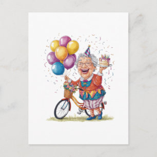 Cartão Postal Presente de Aniversário Divertido para Avó Andando