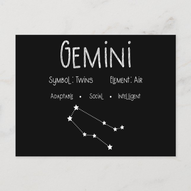 Cartão Postal Presente de Aniversário do Signo de Gêmeos para As (Frente)