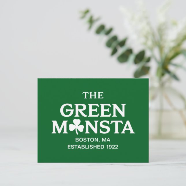Cartão Postal Presente de beisebol Green Monsta Boston Green Mon (Em pé/Frente)