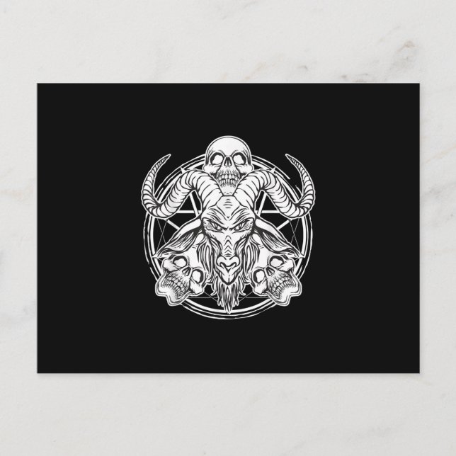Cartão Postal Presente de Bode Baphomet Crânio de Açúcar (Frente)