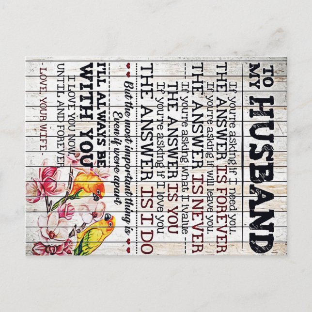 Cartão Postal Presente de Casa Nova, Design Para o Meu Marido (Frente)