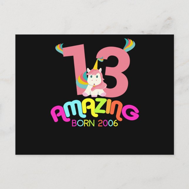 Cartão Postal Presente de Celebração de 13º Aniversário Incrível (Frente)