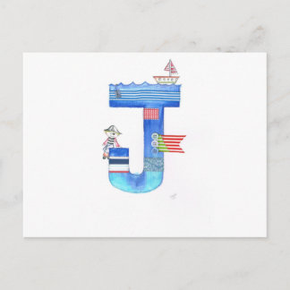 Cartão Postal Presente de coleção pirata do Monograma J