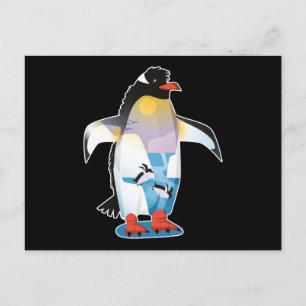 Cartão Postal Presente de Design de Inverno de Pinguim Pinguins