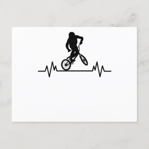 Cartão Postal Presente de design divertido de BMX Heartbeat para