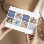 Cartão Postal Presente de Dia de os pais Feliz Azul e Foto de Co<br><div class="desc">Foto de Colagem Moderna e Presente de Dia de os pais Feliz Azul é um presente personalizado e atencioso para celebrar o homem especial em sua vida no Dia de os pais. O presente inclui um quadro fotográfico de colagem bem projetado com espaço para várias fotos, permitindo que você capture...</div>