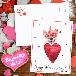Cartão Postal Presente de Dia dos Namorados Corgi Cachorro