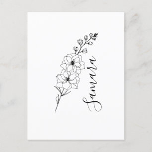 Cartão Postal Presente de Flor de Nascimento Delphinium de Julho