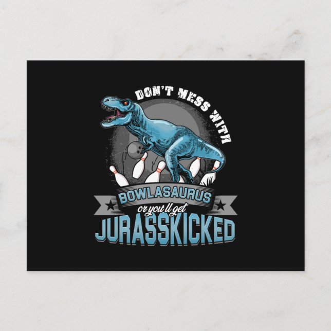 Cartão Postal Presente de Greve de Tigre de Boliche Dinossauro B (Frente)