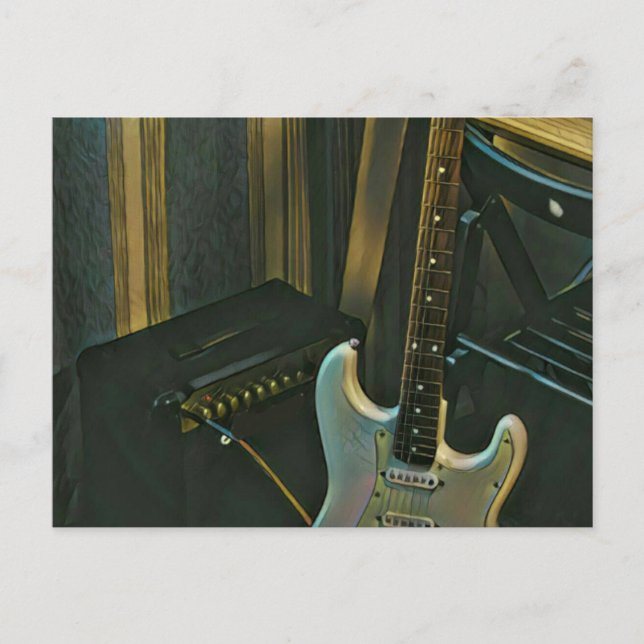 Cartão Postal presente de guitarra de baixo acústico (Frente)