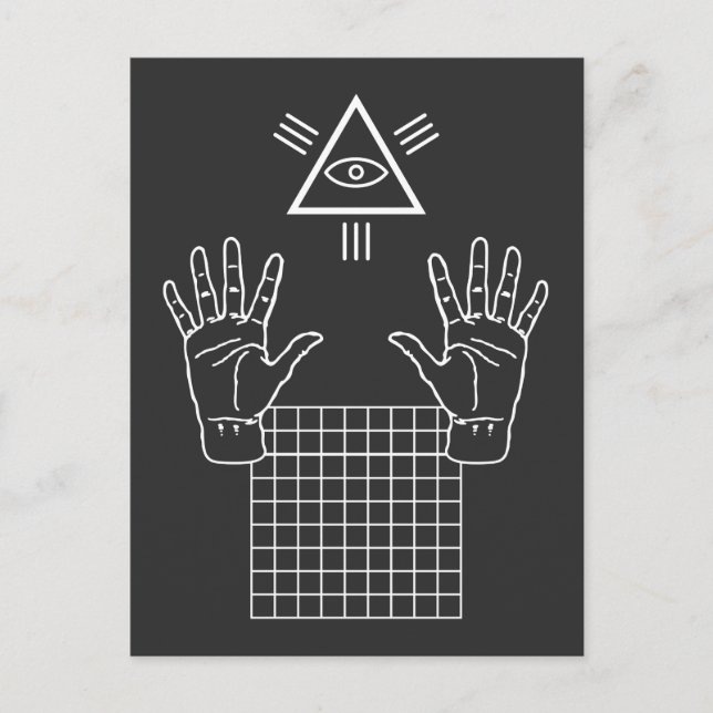 Cartão Postal Presente de Illuminati Oculto Vaporwave (Frente)