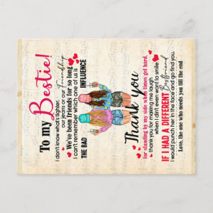 Cartão Postal Presente de Melhor Amiga Fofa, Presentes Divertido