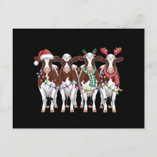 Cartão Postal Presente de Natal de Vaca para Amante de Vaca Fest