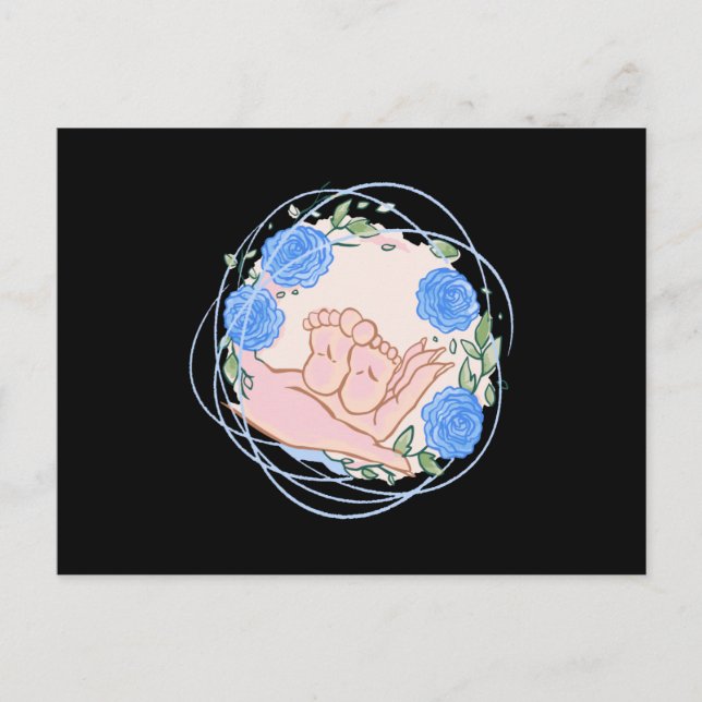 Cartão Postal Presente de Parteira Obrigado Mão Com Pés de Bebê (Frente)