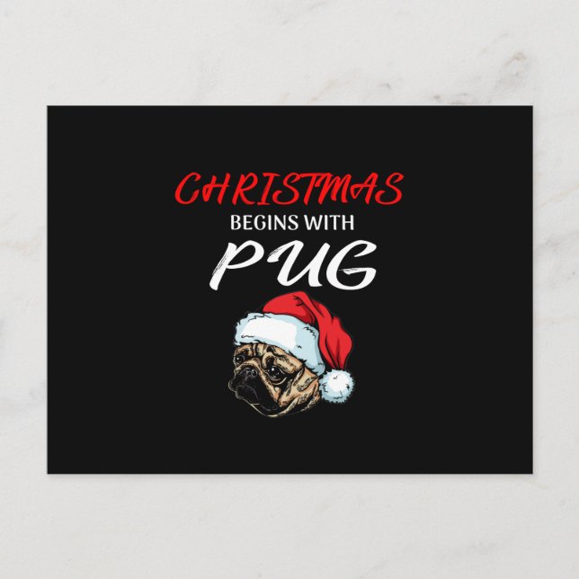 Cartão Postal Presente de Pug em Cobertor para Amantes de Cães P (Frente)