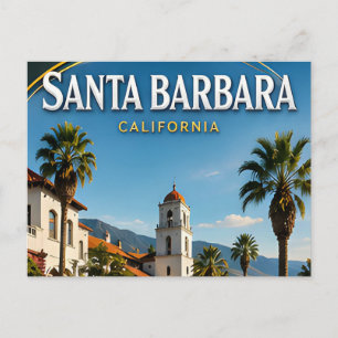 Cartão Postal Presente de viagem costeira do cais de Santa Barba