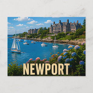 Cartão Postal Presente de Viagem Costeira do Porto de Newport Rh