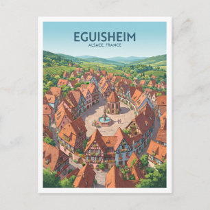 Cartão Postal Presente de Viagem Eguisheim Vila Velha França