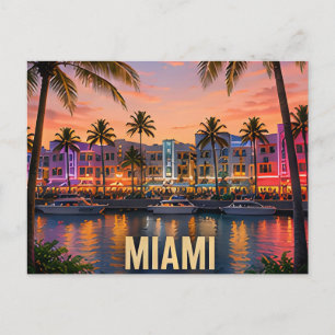Cartão Postal Presente de Viagem Miami Flórida Orla Tropical