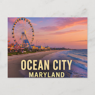 Cartão Postal Presente de Viagem Praia de Ocean City Maryland