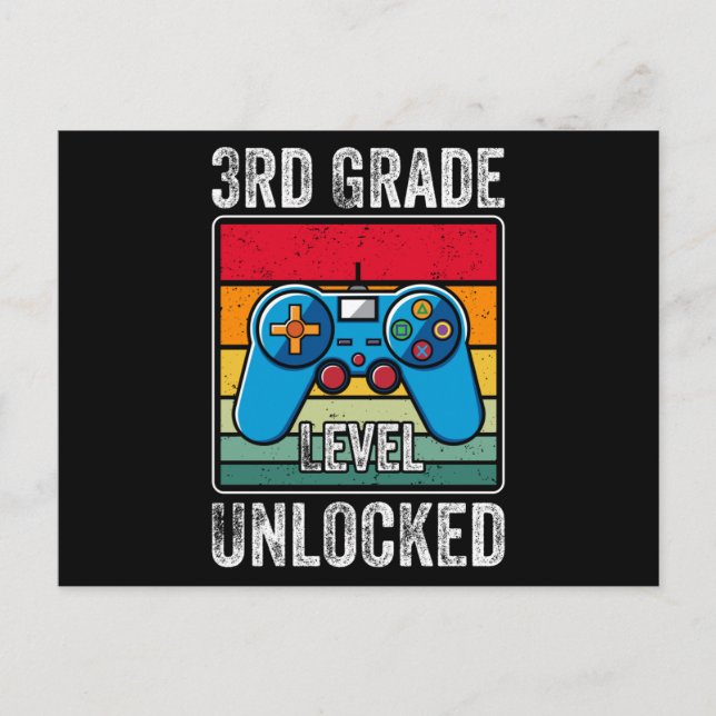 Cartão Postal Presente de videogame retrô desbloqueado para o 3º (Frente)