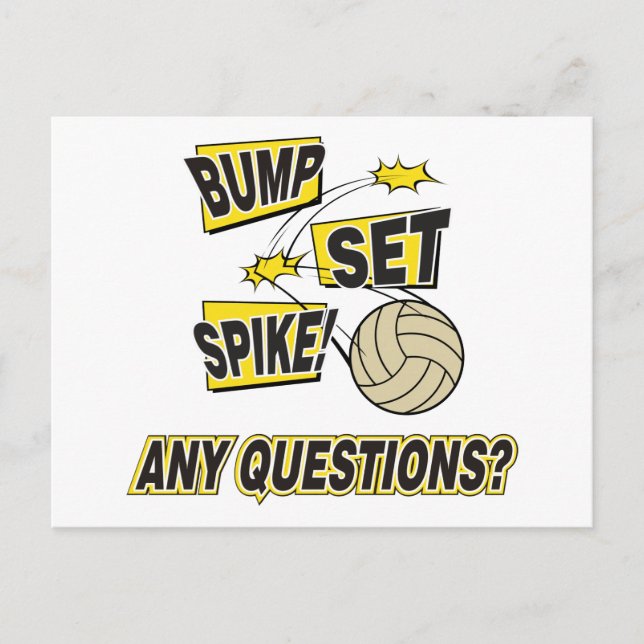 Cartão Postal Presente de Voleibol de Bump Set Spike (Frente)