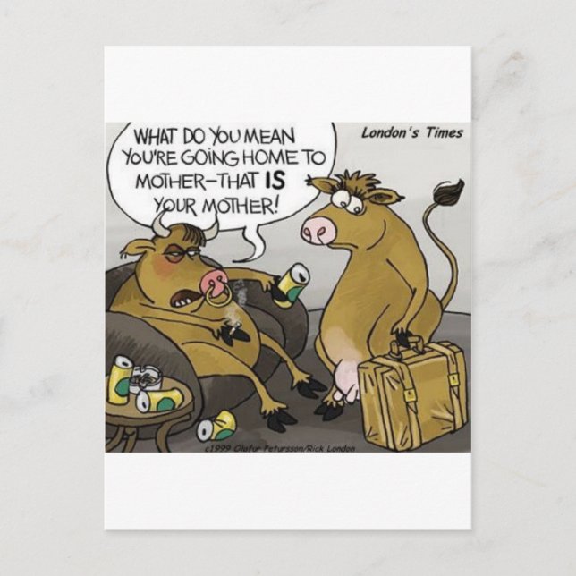 Cartão Postal Presente Divórcio Vaca Touro Cartoon Engraçado & C (Frente)