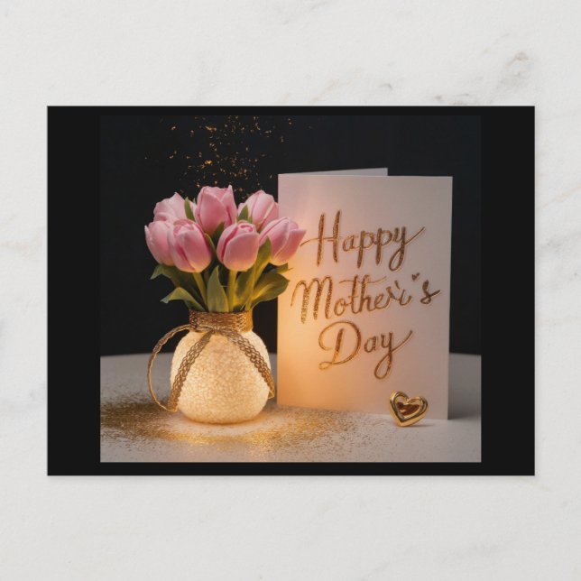 Cartão Postal Presente do Dia das Mães Feliz para mãe (Frente)