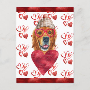 Cartão Postal Presente do Namorados do cão do coração do ouro do