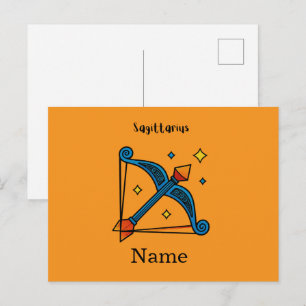 Cartão Postal Presente do signo de Sagitário em Arte Pop Retro
