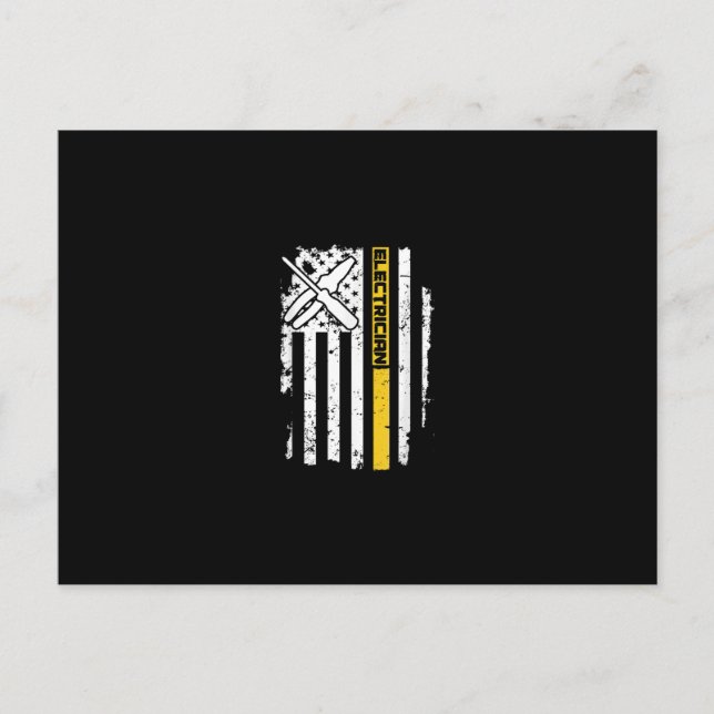 Cartão Postal Presente Eletricista Bandeira EUA Americano Elétri (Frente)