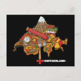 Cartão Postal Presente engraçado da Suíça Toblerone Mapa Suíço